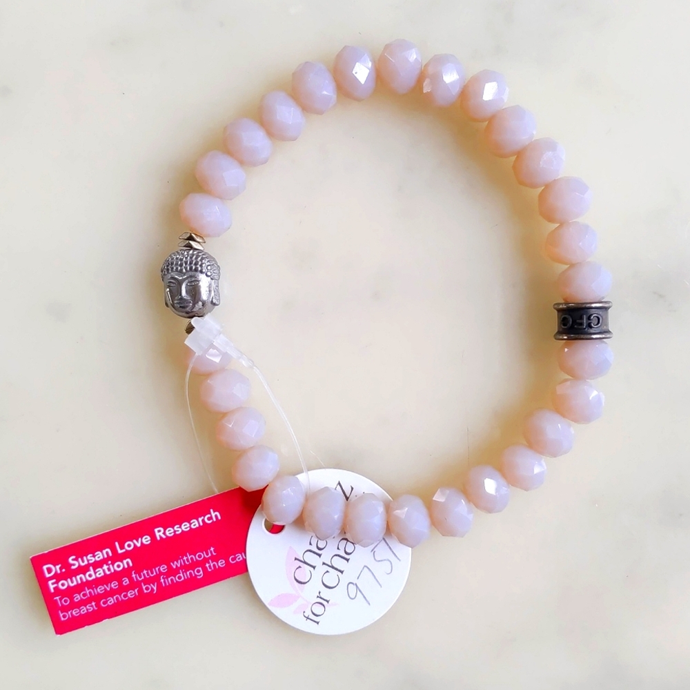 NWT. Chavez for Charity Pink/Cream Stone Bracelet.
